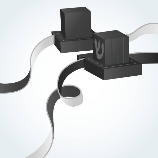 Tefillin illustration Tefillin illustration - two black boxes, one with letter Shin on side, long ribbons. Jewish traditional religious items for male prayers. Vector illustration. black shawl wrap stock illustrations