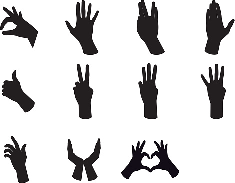 Vector Illustration of Hand Silhouettes.