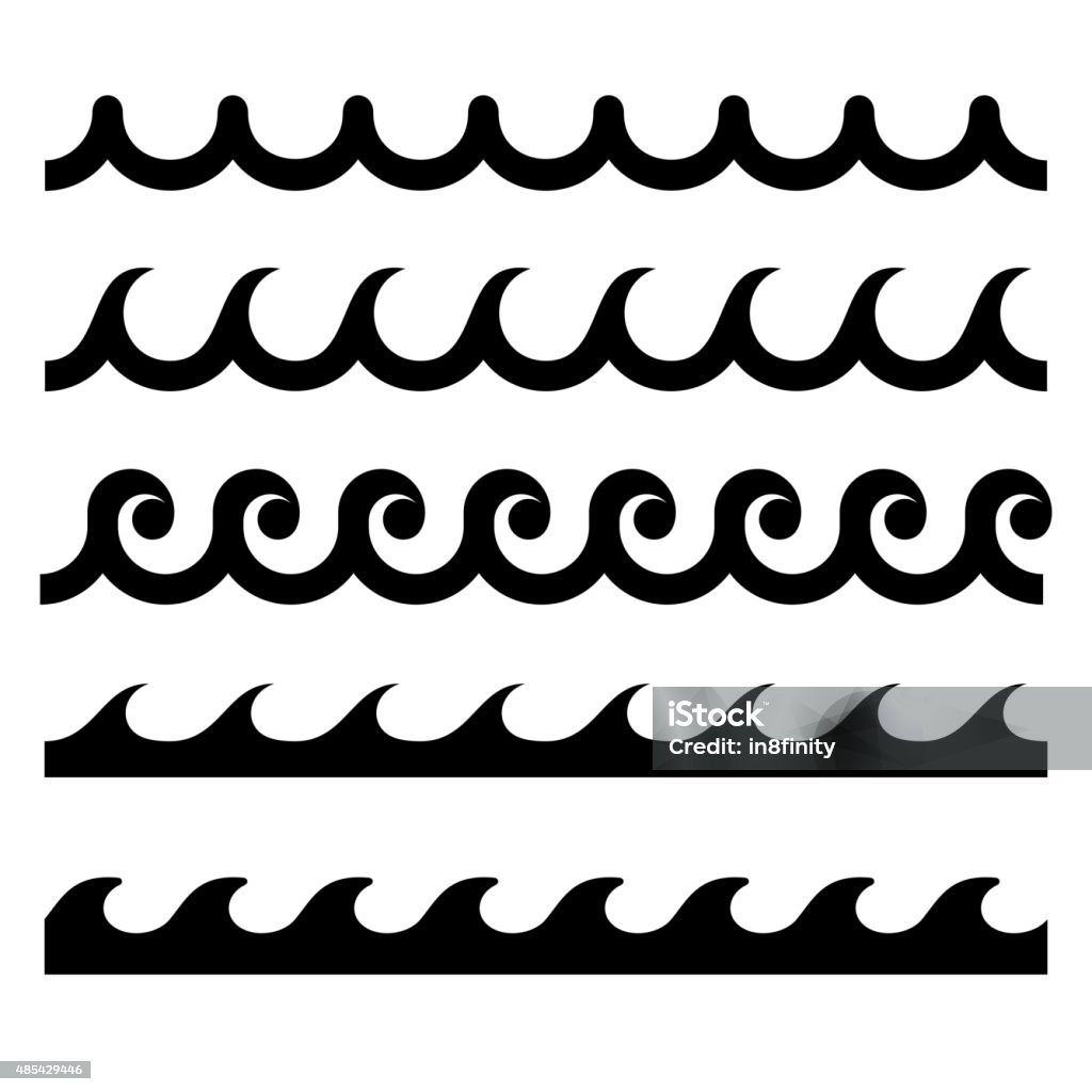 Wave Design Simple Seamless Wave Pattern Set Vector Template Stock Illustration - Download ...