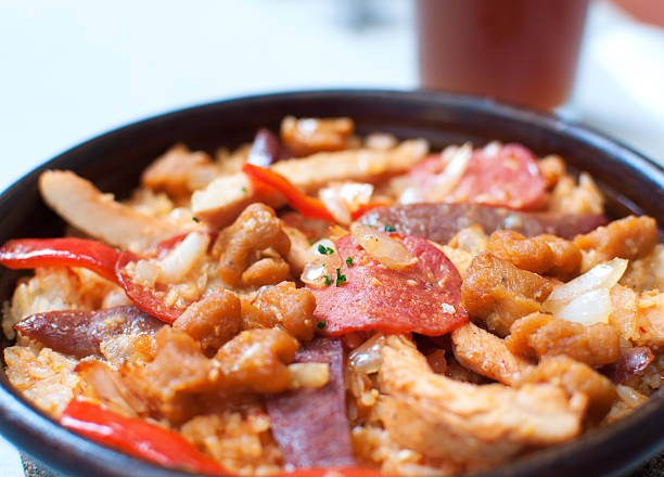 Sausage Paella stock photo