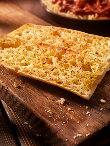 Ciabatta Bread with Pasta on a Rustic Wood Cutting Board  -Photographed on Hasselblad H3D2-39mb Camera
