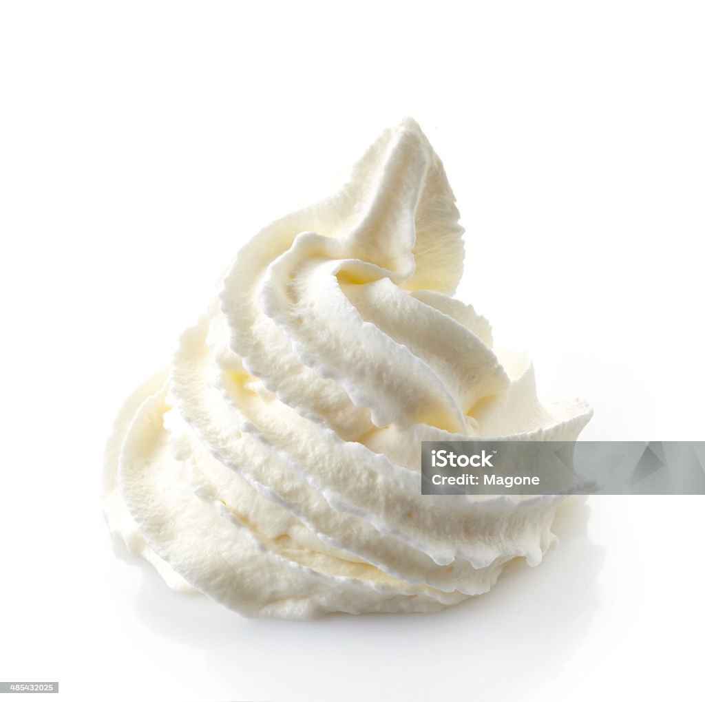 whipped cream whipped cream on a white background Buttercream Stock Photo