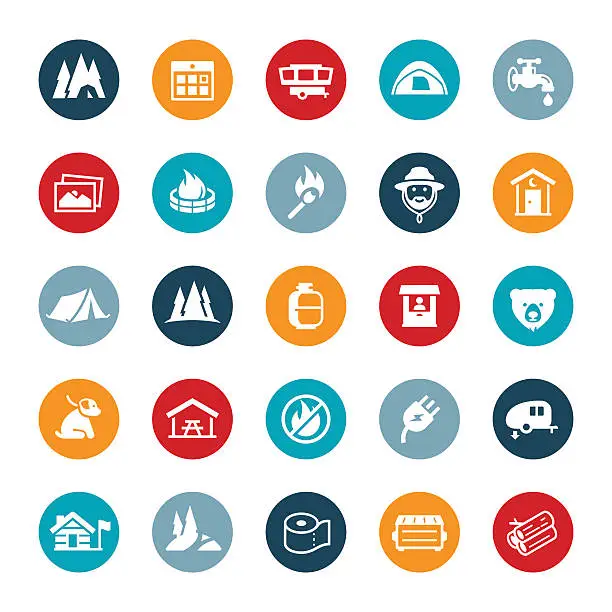 Vector illustration of Parks and Campground Icons