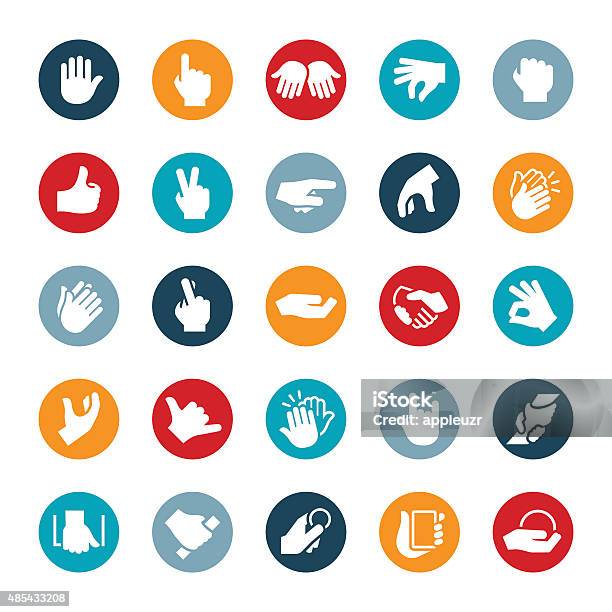 Hand Gestures Icons Stock Illustration - Download Image Now - Sign Language, Icon Symbol, High-Five