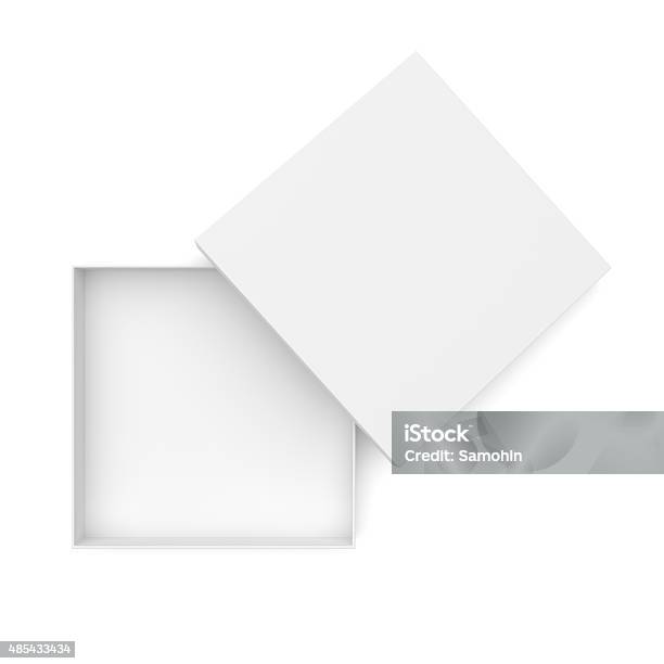 White Opened Flat Box Stock Photo - Download Image Now - Box - Container, Square - Composition, Square Shape