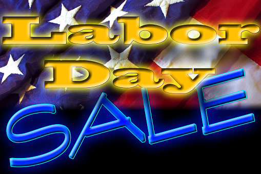 Labor Day Sale sign on american flag background