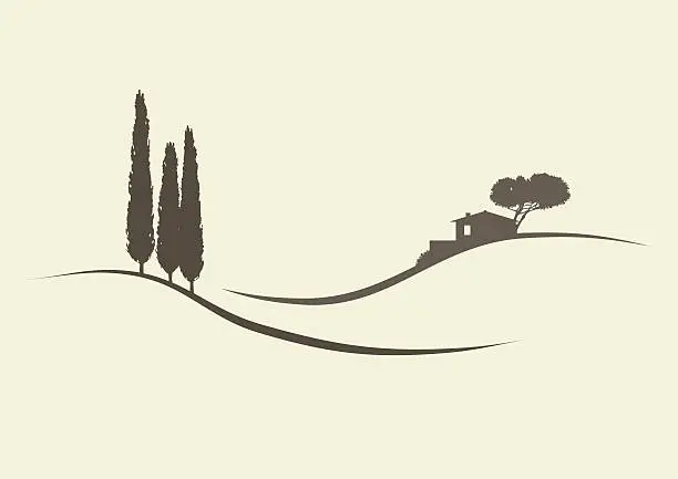 Vector illustration of tuscanian landscape