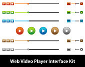Web video player interface kits on white background