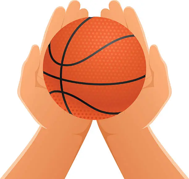 Vector illustration of Hands Holding Basketball