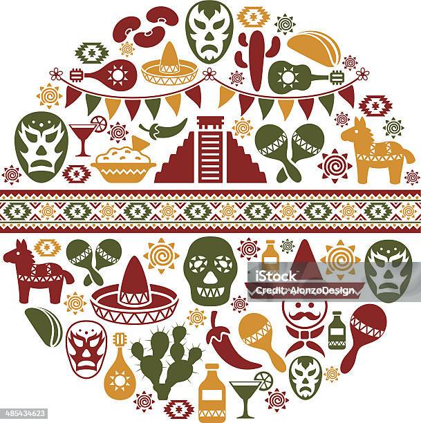 Mexican Collage Stock Illustration - Download Image Now - Mexico, Icon Symbol, Food