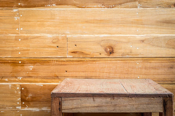 istock Empty top wooden table and wooden wall background 485435482