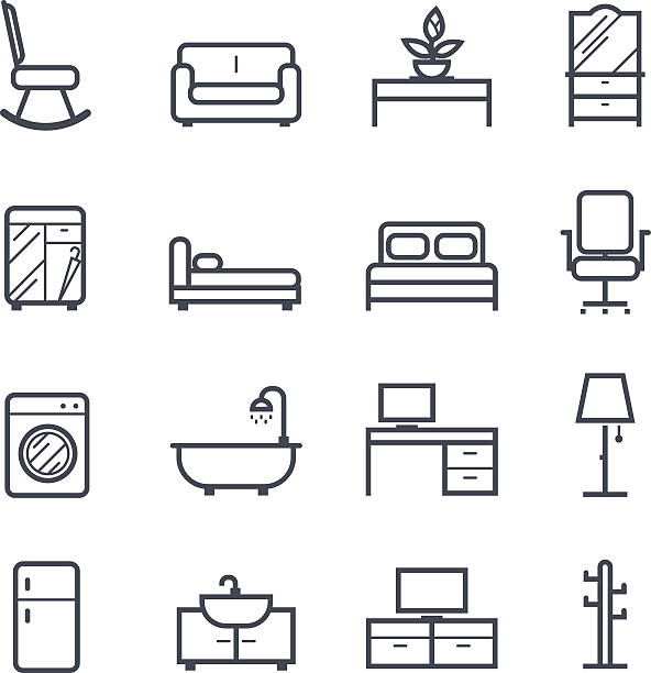 Furniture Icon Bold Stroke Furniture Icon Bold Stroke on White Background. Vector Illustration dresser domestic room entrance hall home interior stock illustrations