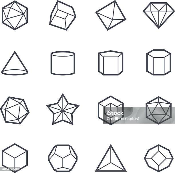 Geometric Shapes Icon Bold Stroke Stock Illustration - Download Image Now - Crystal, Crystal Glassware, Icon Symbol