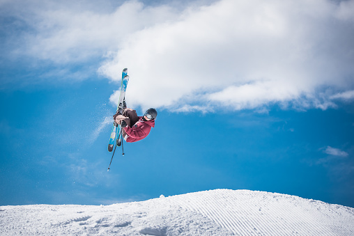 Man ski jumping