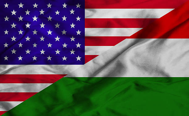 american y bandera húngara - hungarian flag fotografías e imágenes de stock