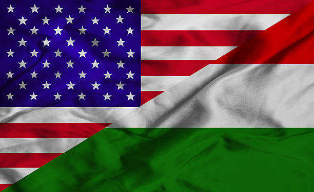 bandiera americana e ungherese - hungarian flag foto e immagini stock