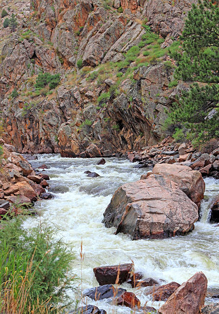 istock Poudre River flowing very fast creating white water rapids. 485441874