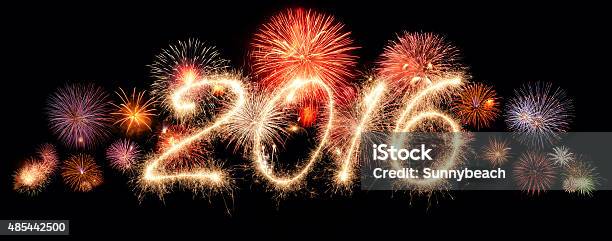 New Year 2016 Stock Photo - Download Image Now - Firework - Explosive Material, Firework Display, No People