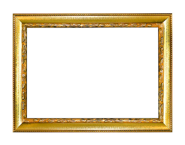 istock Gold picture frame isolated on white background 485444866