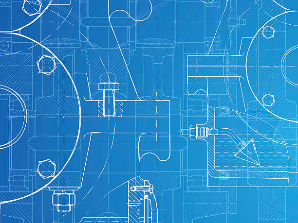 청사진 이 감압 gear - technology engineering gear drawing stock illustrations