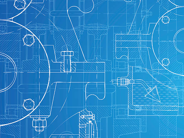 Blueprint of the reducing gear Illustration contains a transparency blends/gradients. Additional .aiCS6 file included. EPS 10 engineer designs stock illustrations