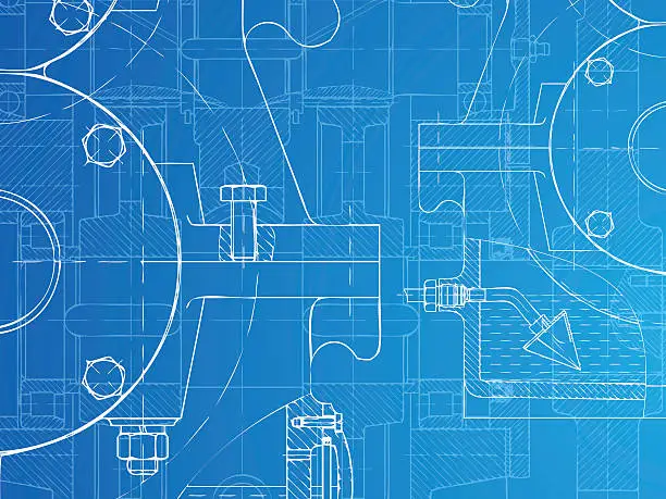 Vector illustration of Blueprint of the reducing gear