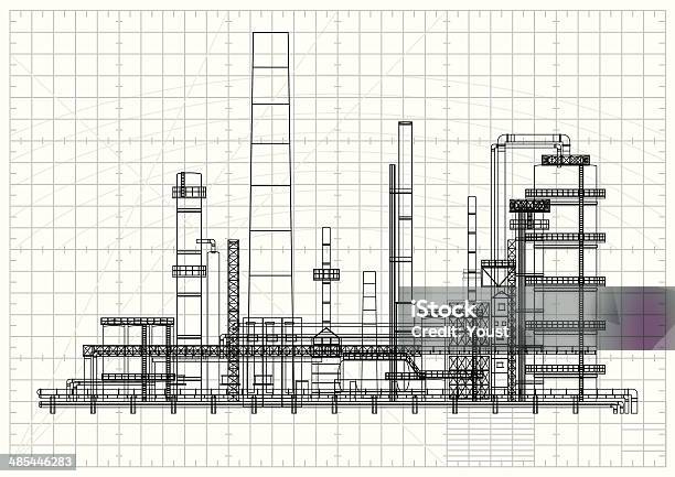 製油所詳細な設計図 - 設計図のベクターアート素材や画像を多数ご用意 - 設計図, 精製所, 工場