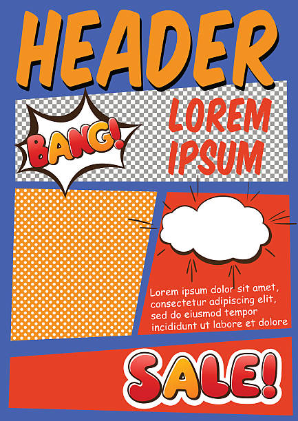 Comics Page Editable Comics Page or Flayer Template With Comics Elements comic book page layout stock illustrations