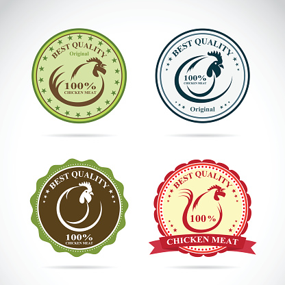Chicken Label Colour Set Of Vector An Chicken Label Stock Illustration - Download Image Now ...