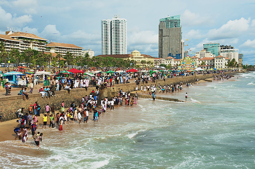 Colombo, Sri Lanka - May 17, 2011: Unidentified people relax at the seaside in Colombo, Sri Lanka.