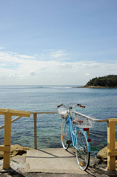 Bicycle at Cabbage Tree Bay stock photo