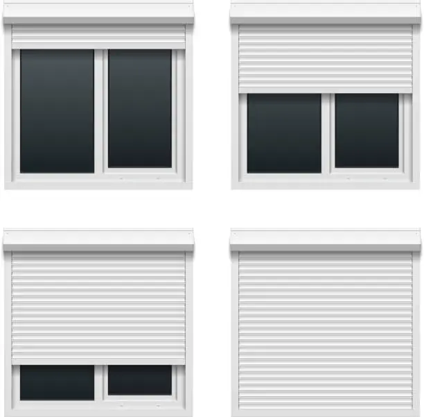 Vector illustration of Window with roller shutters