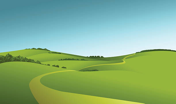 illustrazioni stock, clip art, cartoni animati e icone di tendenza di paesaggio rurale - collina illustrazioni