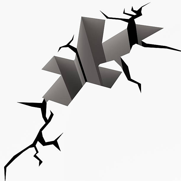 istock Crack ground yen sign 485447841
