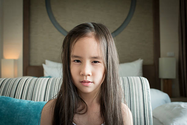 girl with messy hair stock photo