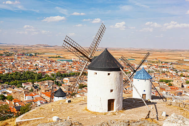 istock Ancient windmills in the sunny summer day 485452829