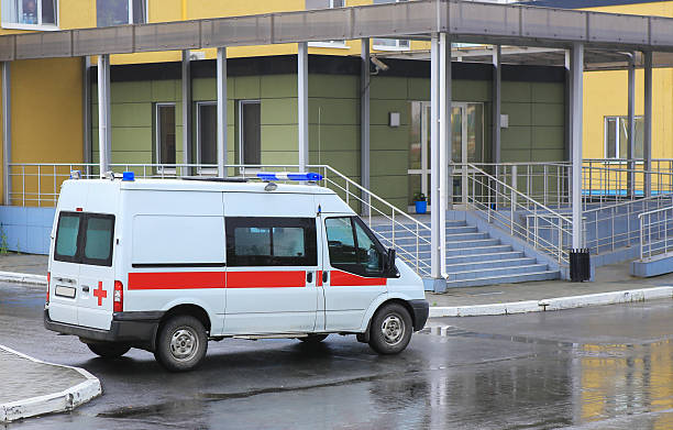 istock ambulance on  parking near hospital 485452884