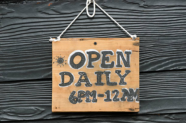 istock Wooden open sign 485453860