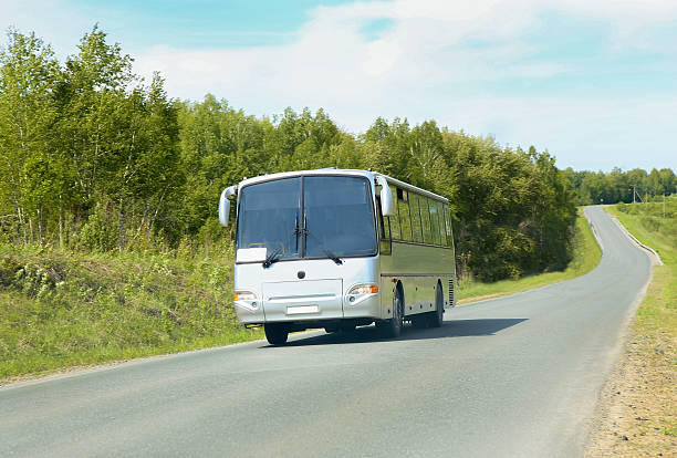 istock bus goes on the highway 485454204