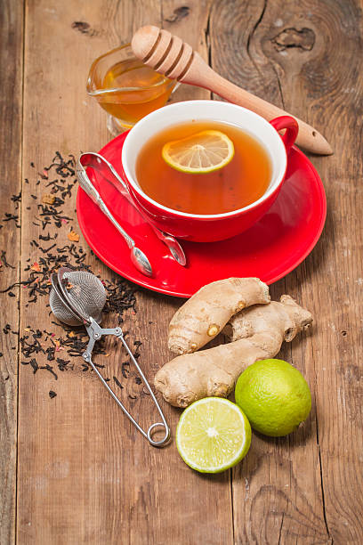 istock Cup of  tea with ginger,    honey and lemon 485468742