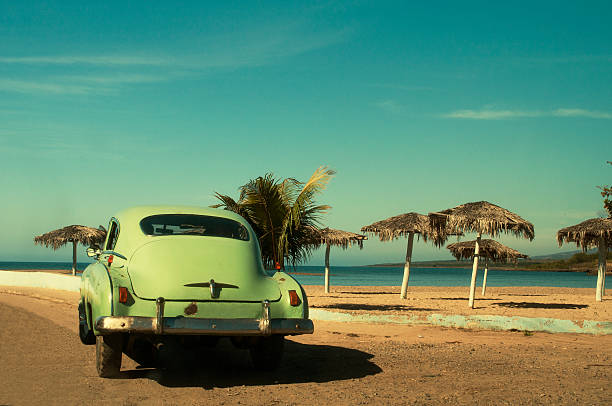  Classic American car in Playa Ancón, Trinidad, Cuba