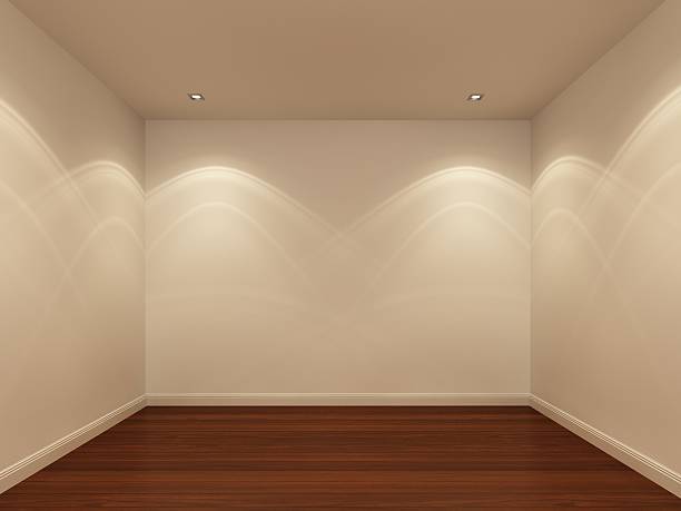 istock white wall and wood floor in the night ,empty room 485470209