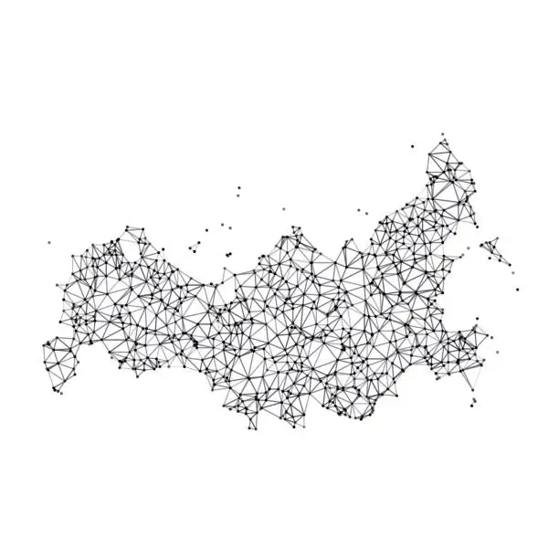 Vector illustration of Russia Map Network Black And White