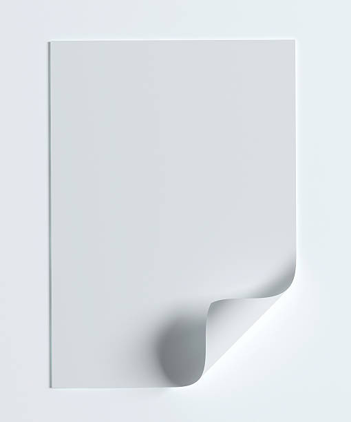 istock Blank paper page with curl isolated on white 485471055