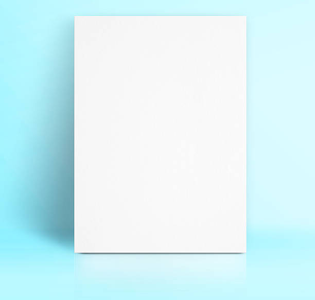istock Black White paper poster lean at pastel blue studio room 485471824