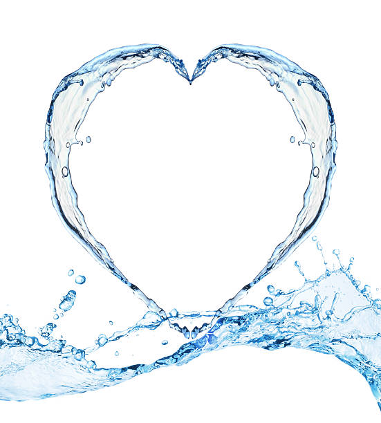 istock Heart from water splash isolated on white background 485472180