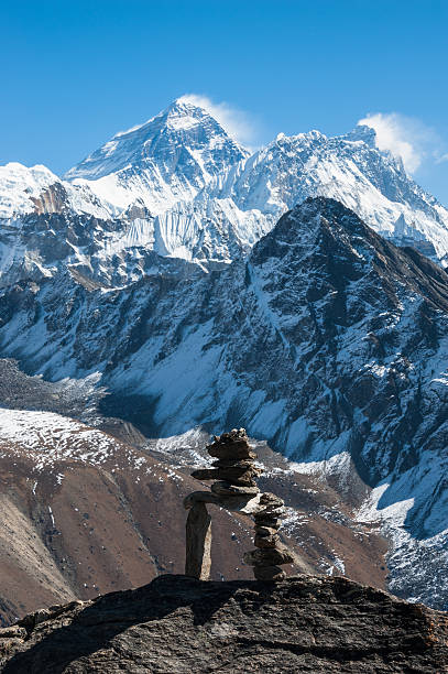 istock Stone stack, with Mt. Everest in background, Gokyo Ri, Nepal 485472245