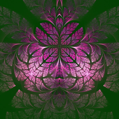 Fabulous fractal pattern. Collection - tree foliage. Computer generated graphics.