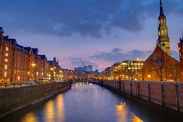 istock Speicherstadt and church at dawn 485472873