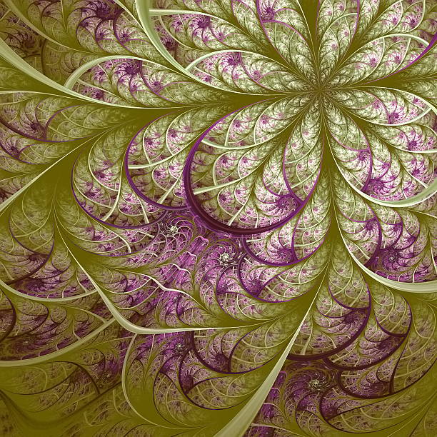 istock Beautiful fractal flower in vinous and green. 485473079